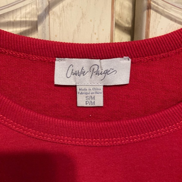 Charlie Paige Red Christmas Top Women’s S/M - New - Don’t Stop Believing - Picture 3 of 11